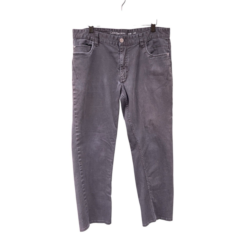 Calvin Klein Jeans Mens 36x30 Faded Washed Black Straight Leg Stretch Denim